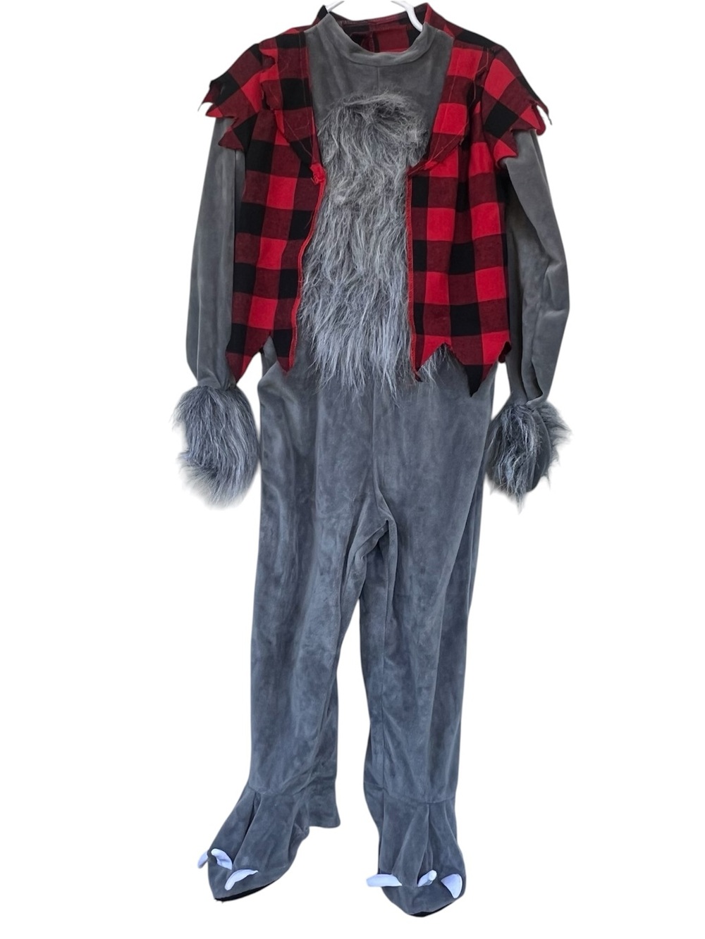 Spirit Gray Werewolf Costume with Red Plaid Vest